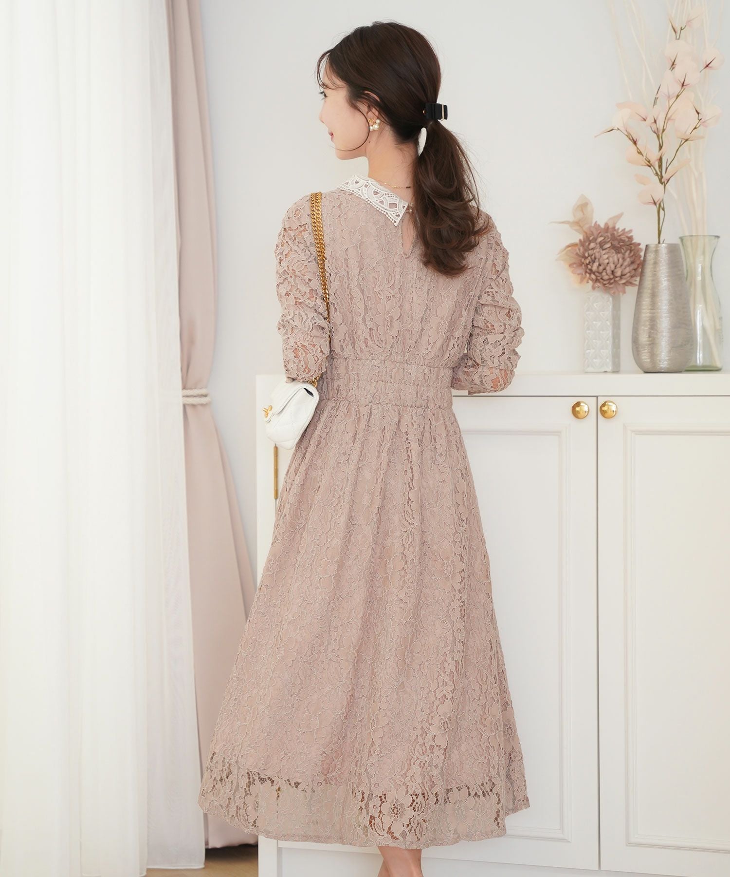 レース オケージョン ワンピース 長袖 le reve vaniller 全2色｜lvn341