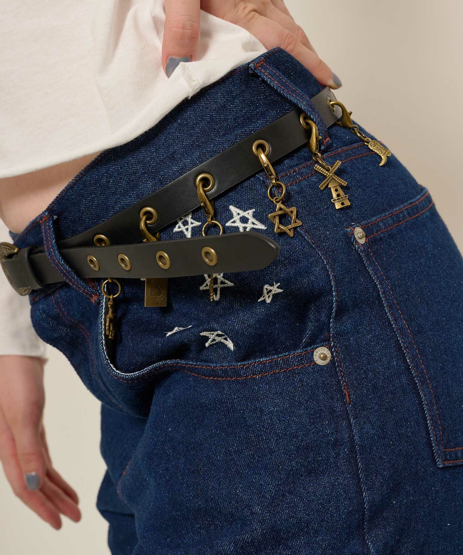 本革 チャーム付きベルト TINA：JOJUN 全2色｜tnj917-0989【3