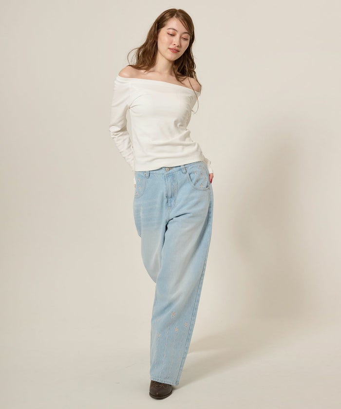 デニム/パンツ/ボトムス/インディゴ/サックス