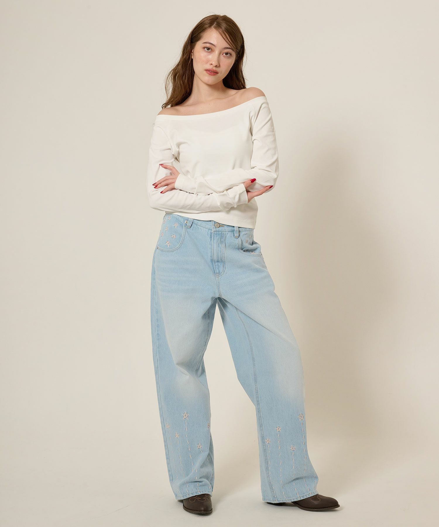 刺繍入り ストレートデニムパンツ TINA：JOJUN 全2色｜tnj711-0979【5