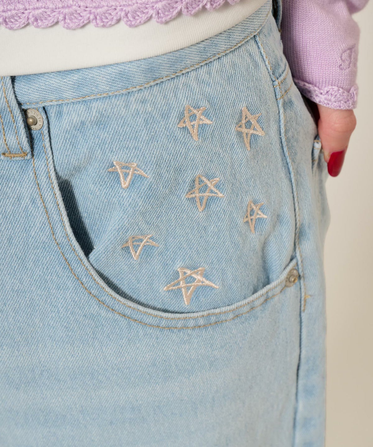 デニム/パンツ/ボトムス/インディゴ/サックス