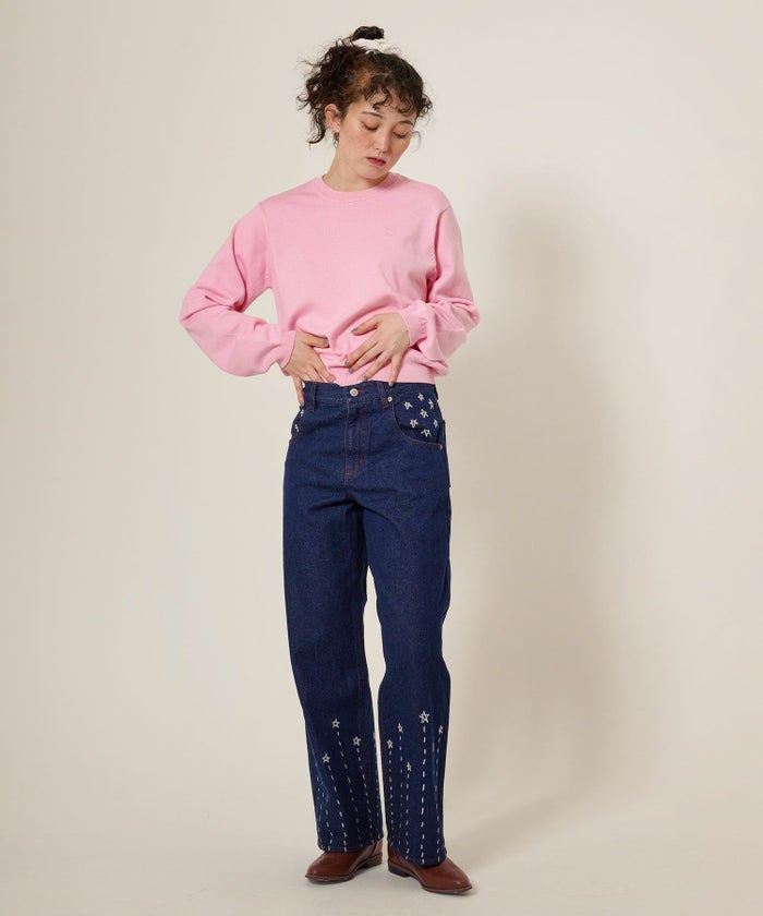 デニム/パンツ/ボトムス/インディゴ/サックス