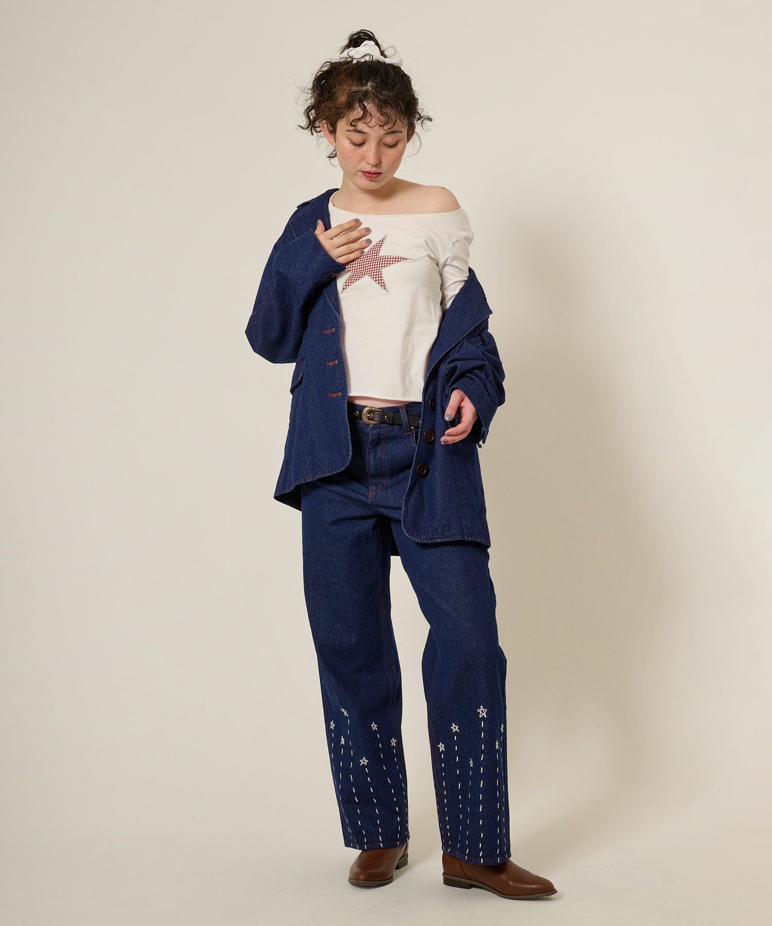 刺繍入り ストレートデニムパンツ TINA：JOJUN 全2色｜tnj711-0979【5