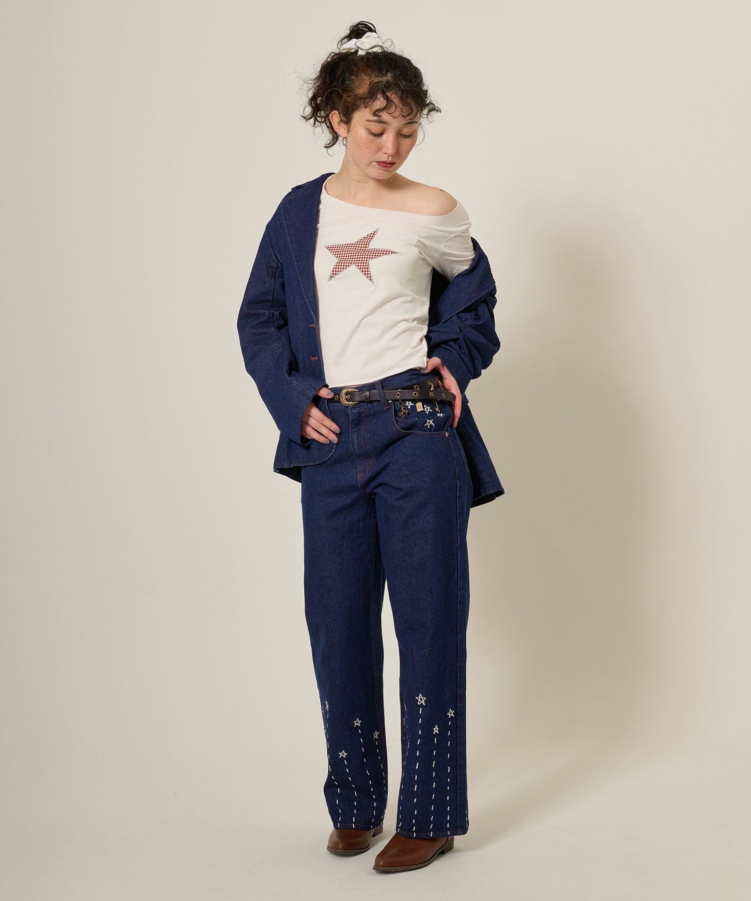 刺繍入り ストレートデニムパンツ TINA：JOJUN 全2色｜tnj711-0979【5