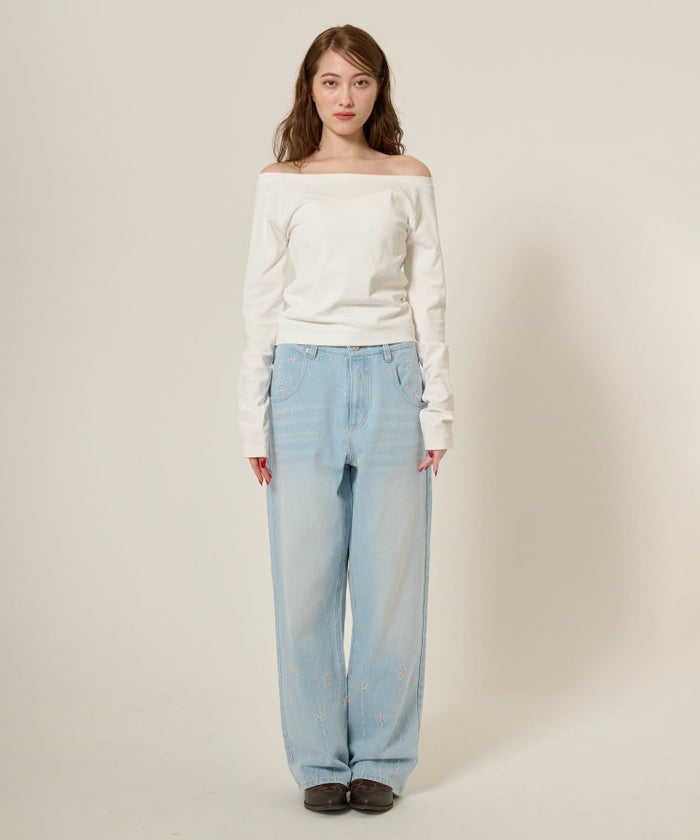 デニム/パンツ/ボトムス/インディゴ/サックス