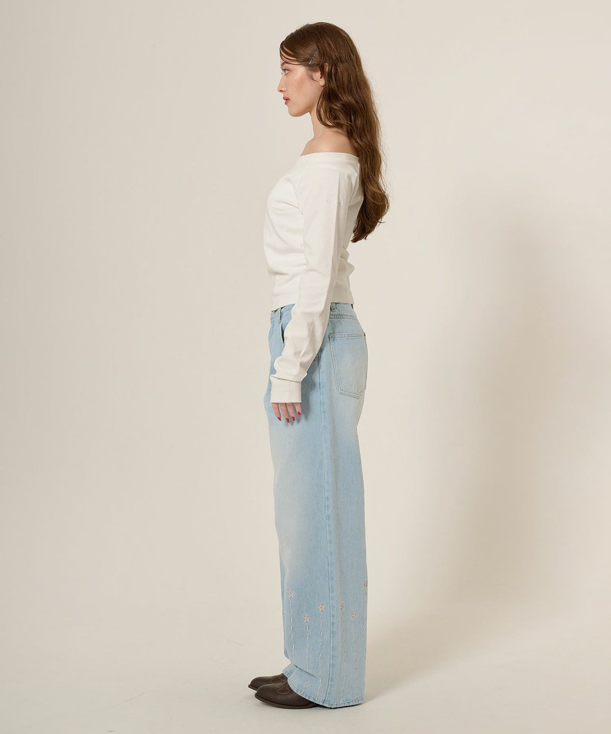 デニム/パンツ/ボトムス/インディゴ/サックス