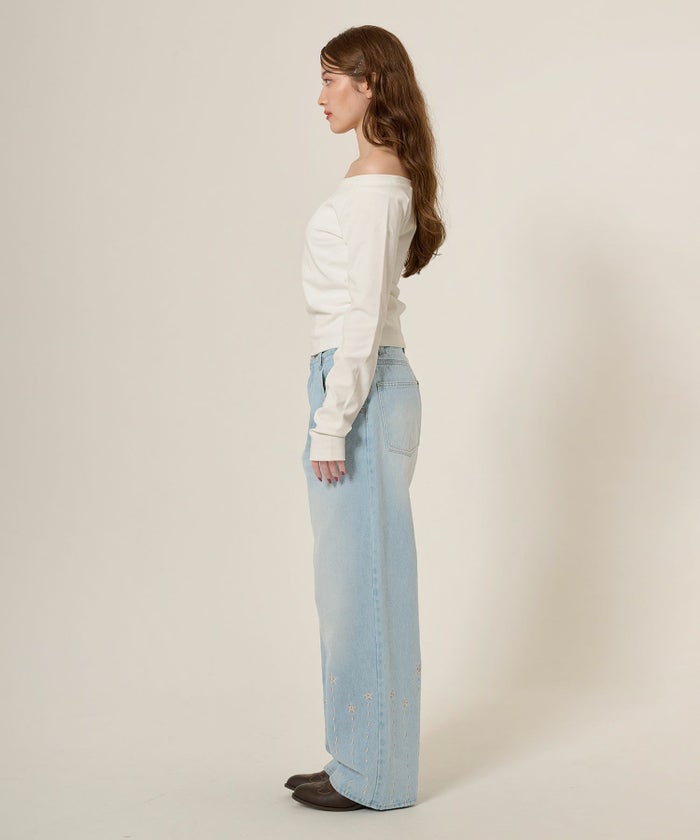 デニム/パンツ/ボトムス/インディゴ/サックス