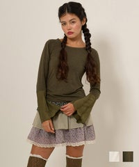 長袖/カットソー/フレアスリーブ