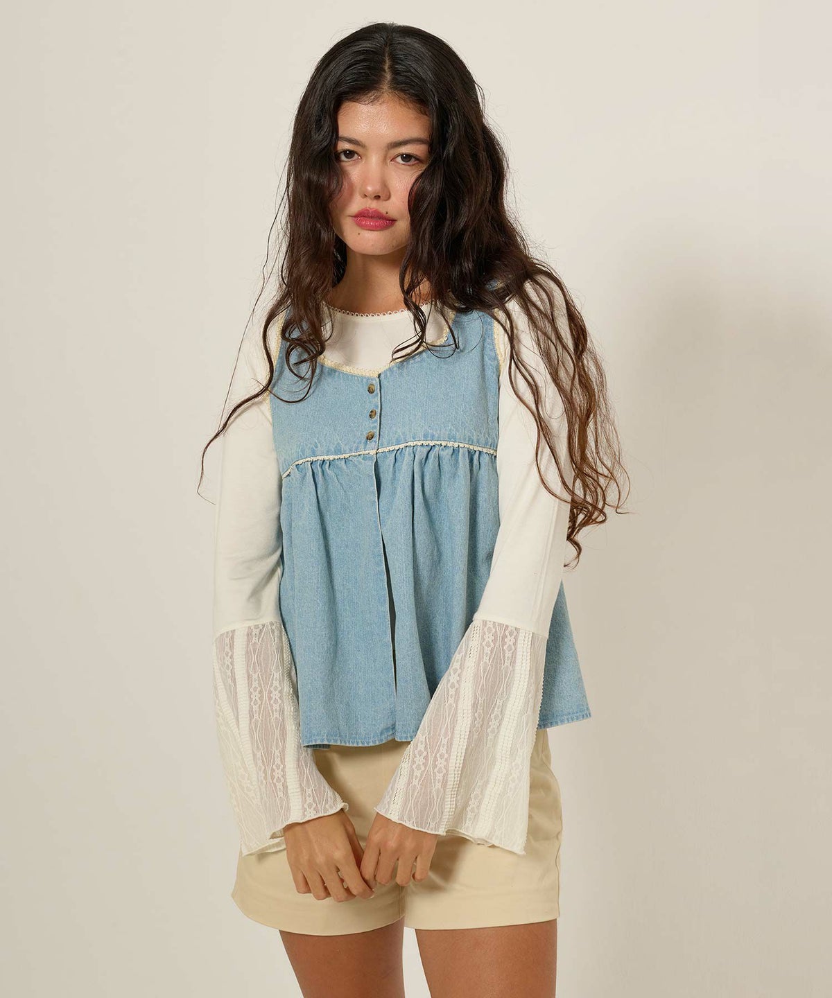 長袖/カットソー/フレアスリーブ