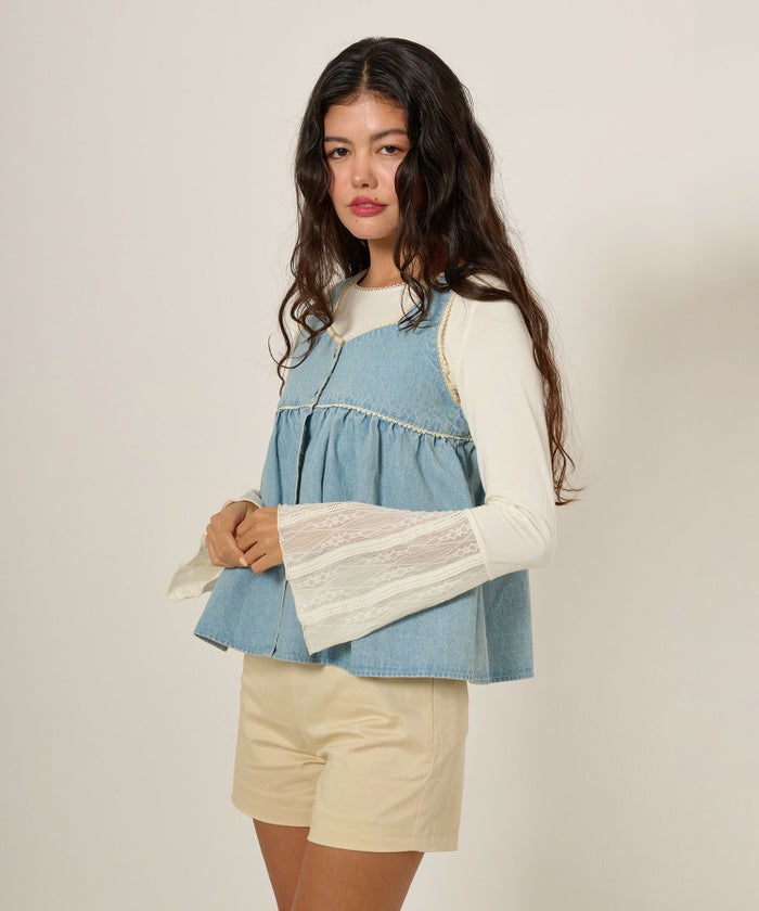 長袖/カットソー/フレアスリーブ