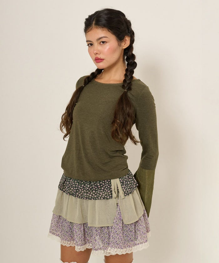 長袖/カットソー/フレアスリーブ