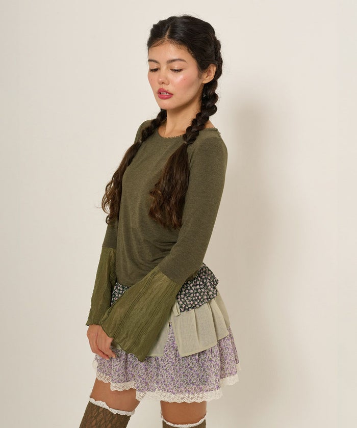 長袖/カットソー/フレアスリーブ