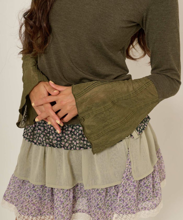 長袖/カットソー/フレアスリーブ