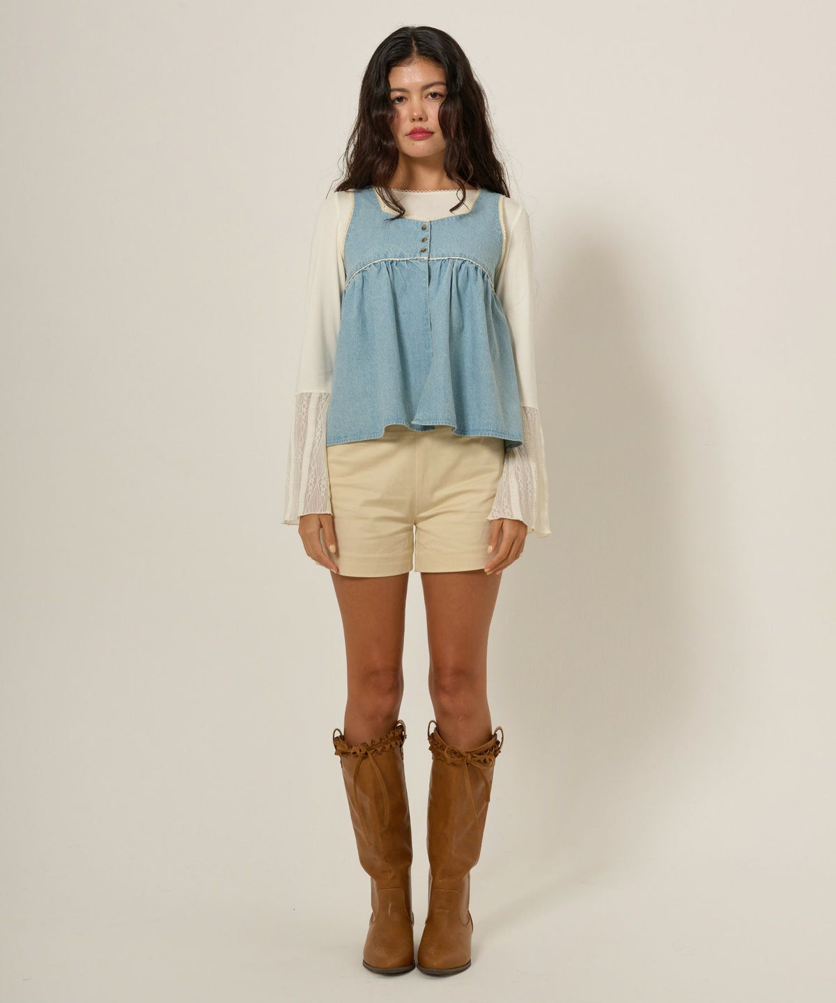 長袖/カットソー/フレアスリーブ