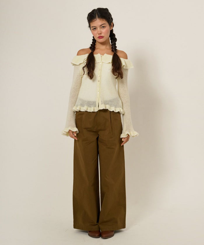 ニット/トップス/オフショル/フリル