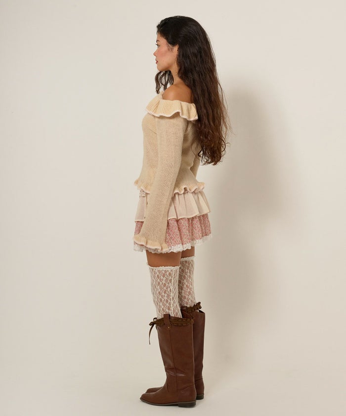 ニット/トップス/オフショル/フリル