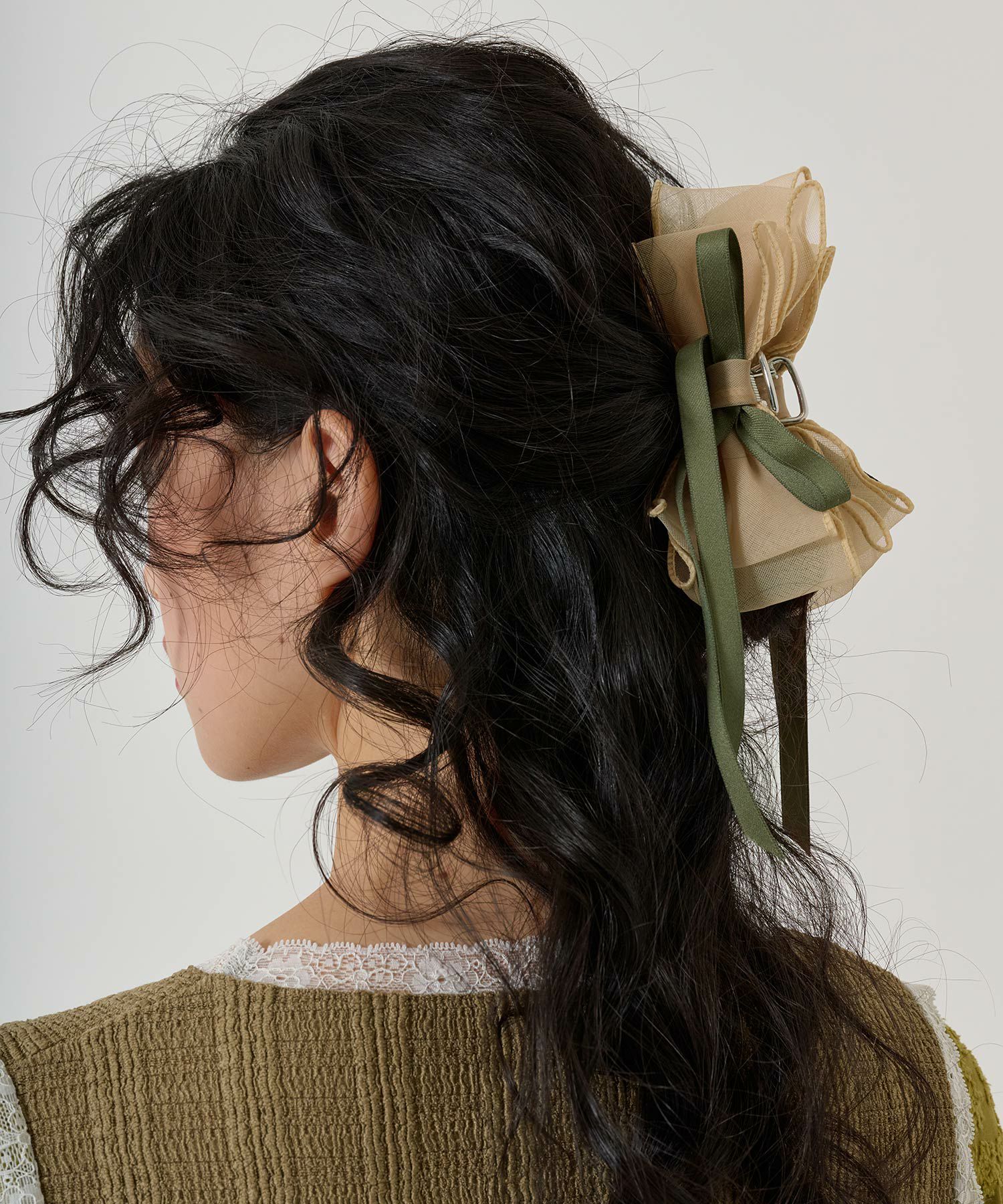 Special-Price-SALE リボン付き ヘアクリップ TINA：JOJUN 全2色