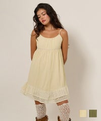 ラウンドネック ヘムフリルキャミワンピース, ワンピース, TINA：JOJUN, 20代、学生、働く女性, 休日、通学、女子会、デート、 ラウンドネック ヘムフリルキャミワンピース TINA：JOJUN