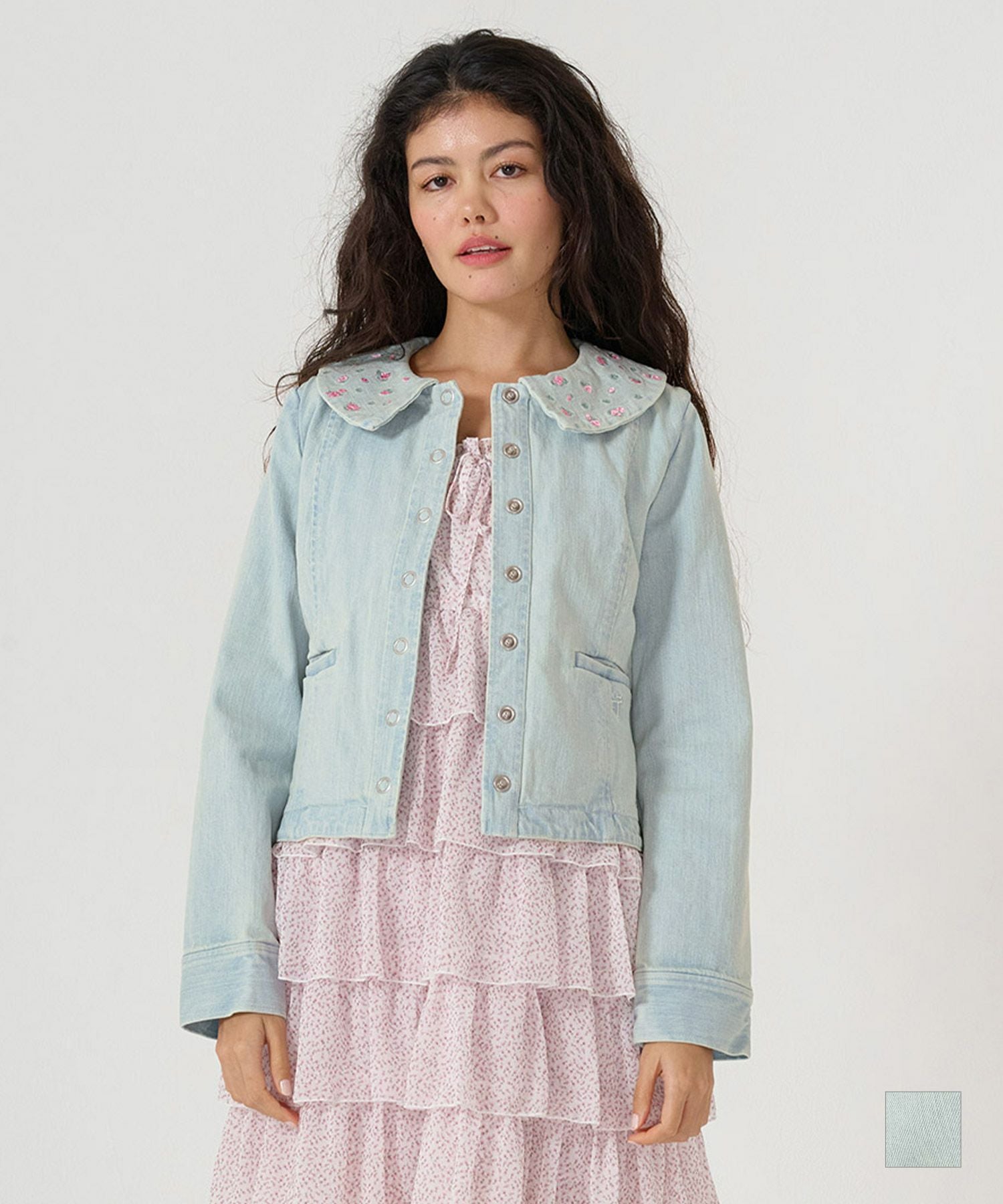 Special-Price-SALE 刺繍カラー タイトデニムジャケット TINA：JOJUN