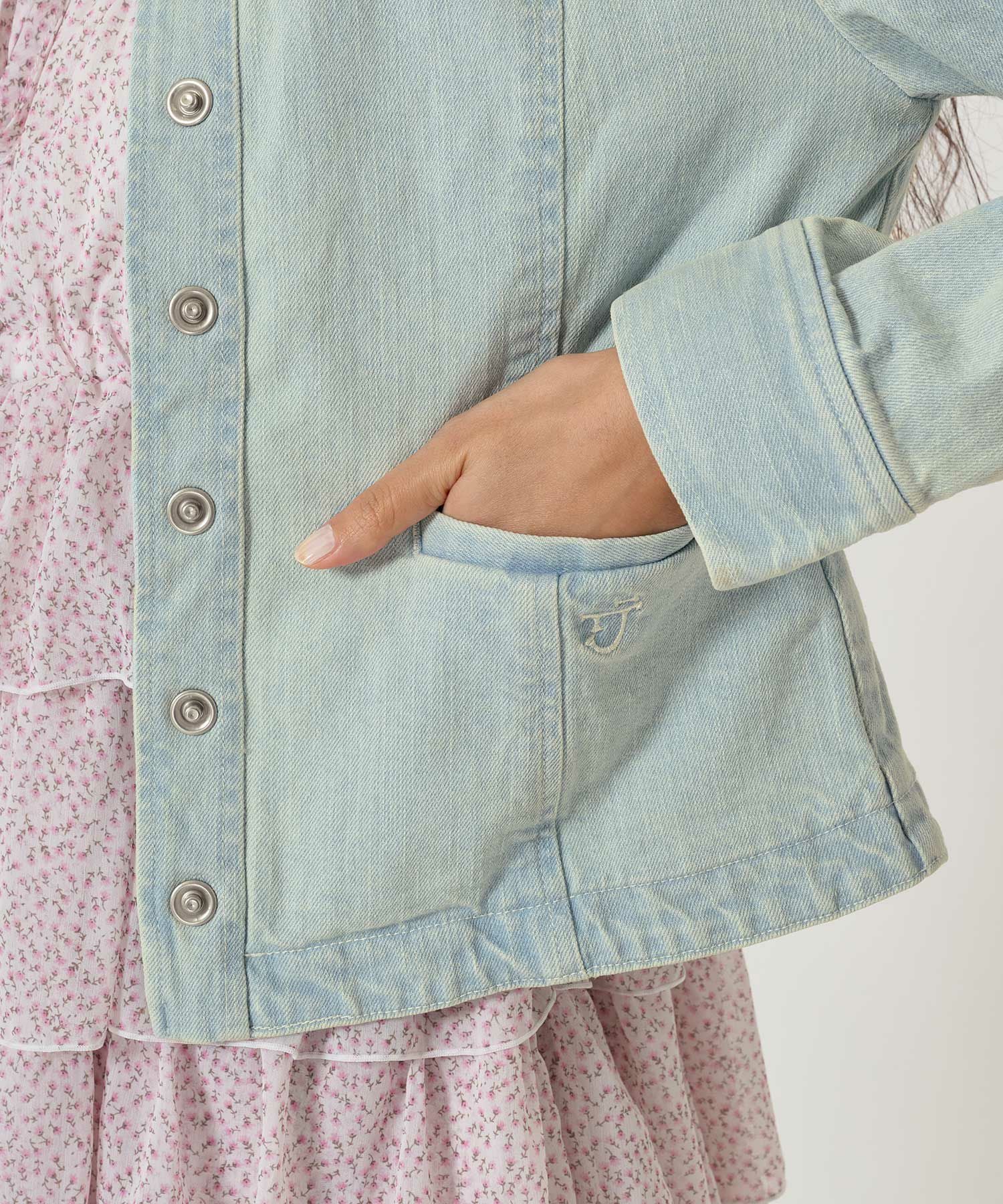 Early-Summer-SALE 刺繍カラー タイトデニムジャケット TINA：JOJUN 全