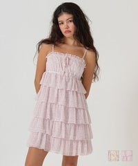 小花柄 フリルキャミワンピース, ワンピース, TINA：JOJUN, 20代、学生、働く女性, 休日、通学、女子会、デート、 小花柄 フリルキャミワンピース TINA：JOJUN