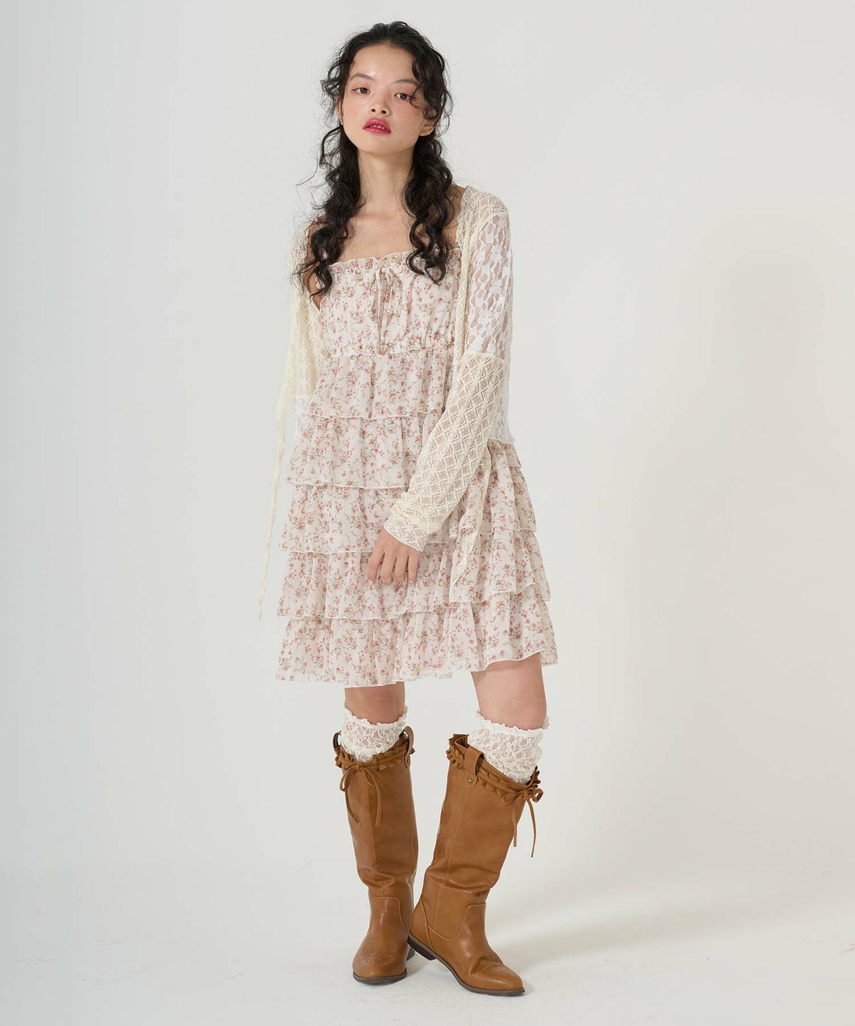 ワンピース/ギャザー/フリル/花柄/キャミワンピ