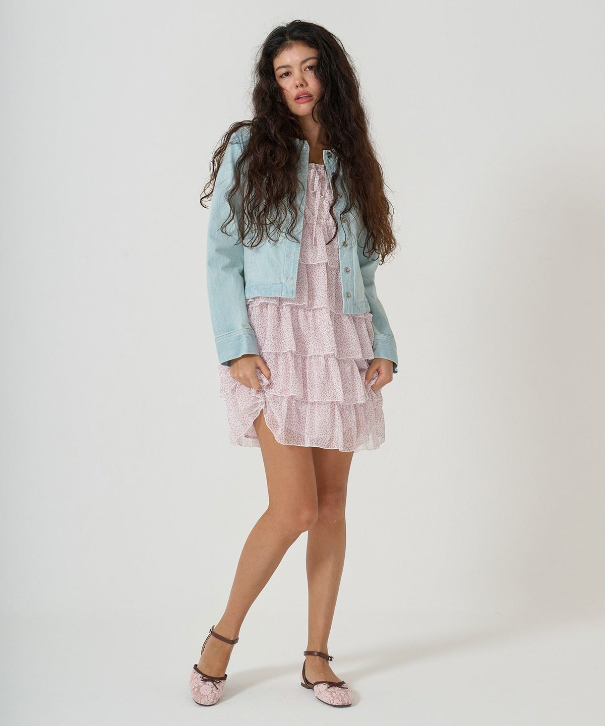 ワンピース/ギャザー/フリル/花柄/キャミワンピ