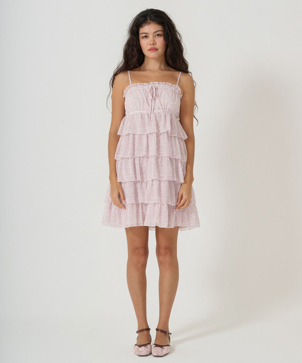 ワンピース/ギャザー/フリル/花柄/キャミワンピ