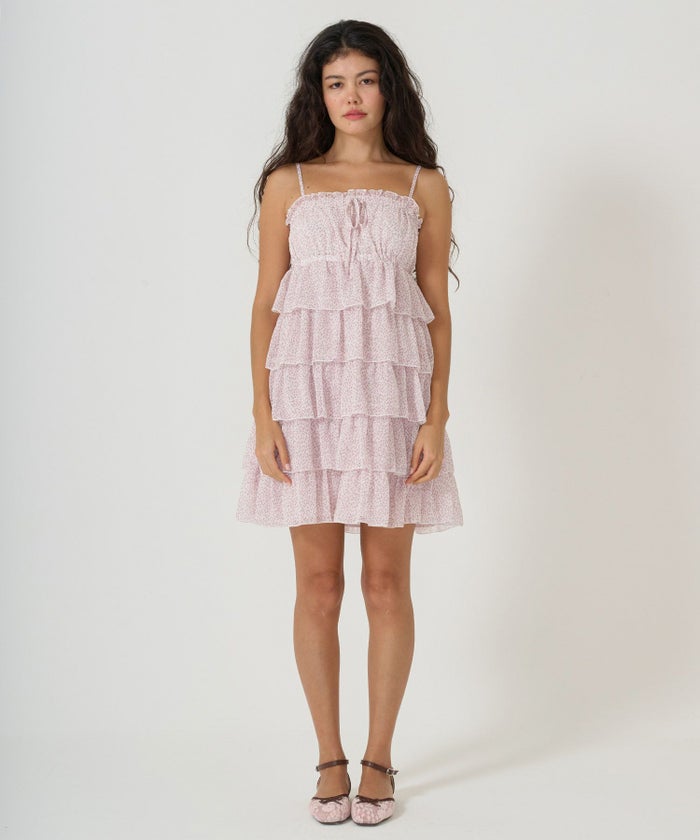 ワンピース/ギャザー/フリル/花柄/キャミワンピ