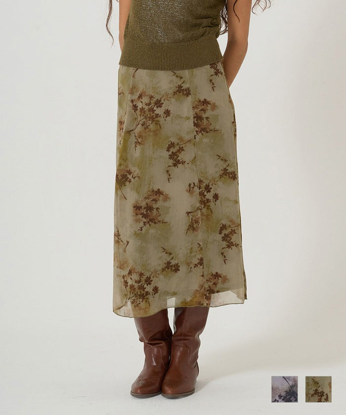 スカート/ボトムス/花柄/プリント