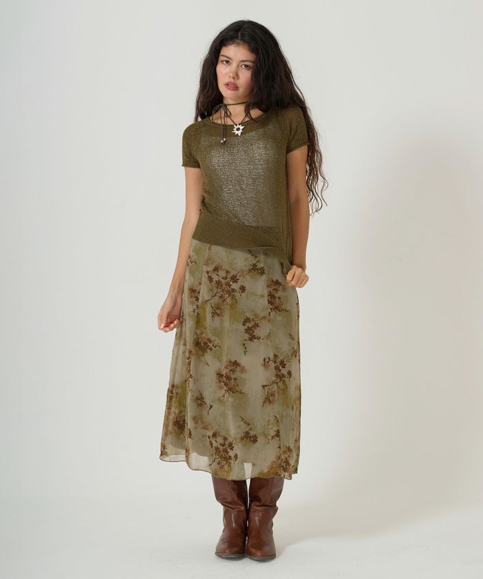 スカート/ボトムス/花柄/プリント