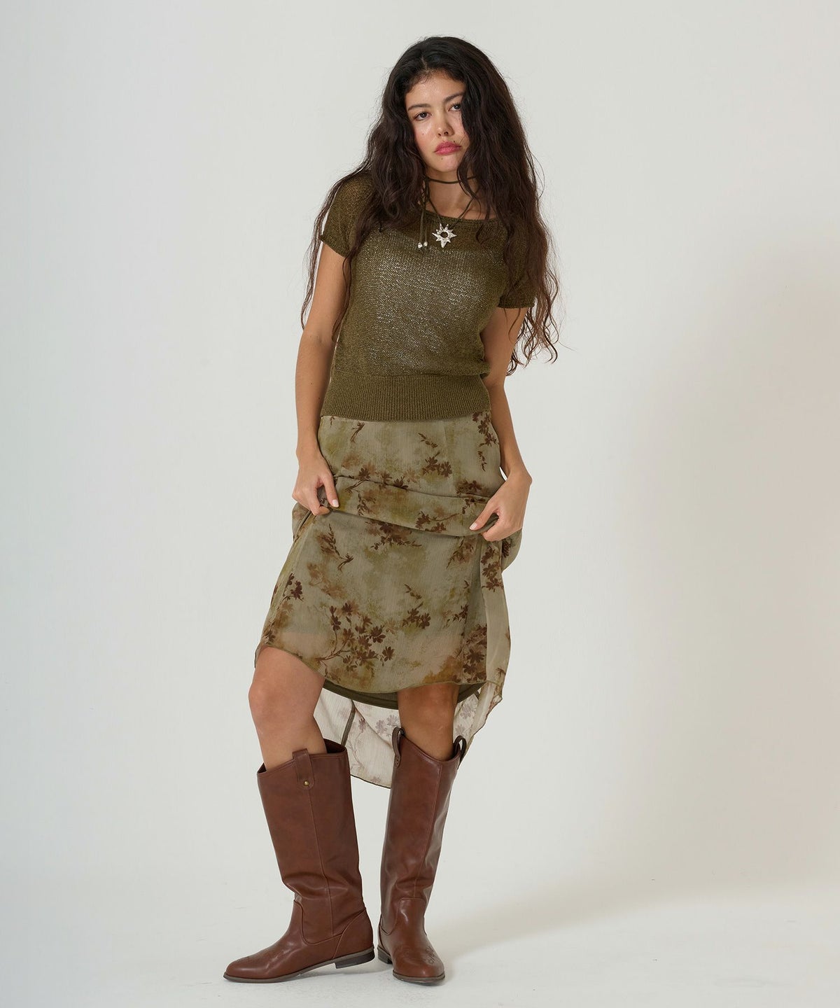 スカート/ボトムス/花柄/プリント