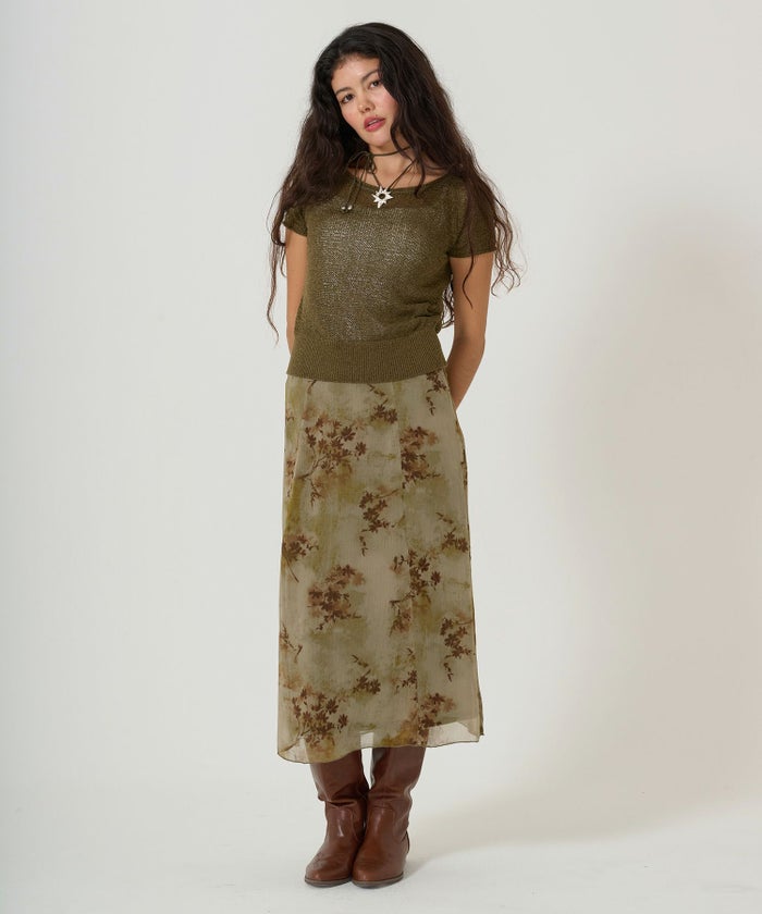 スカート/ボトムス/花柄/プリント