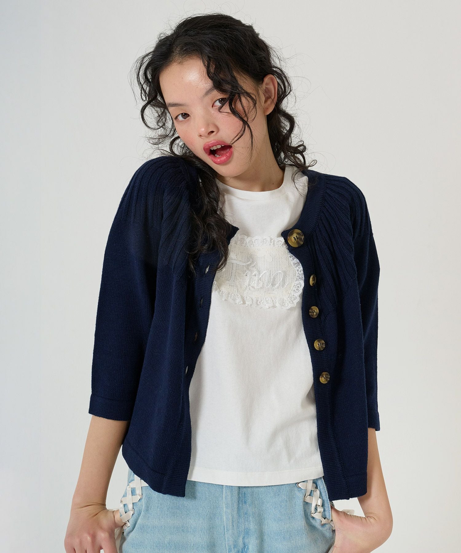tina様ネイビー Tina刺繍 コンパクトTシャツ TINA：JOJUN 全3色｜tnj521-0982【8