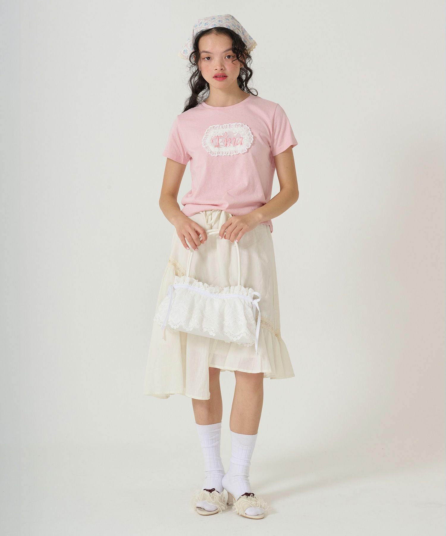 Tinajojun刺繍入りフリルタンクトップ グレー OPERA SPORT/オペラスポーツ】フリルタンクトップ（Tシャツ