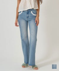 ボトムス/デニム/フレアパンツ/レース