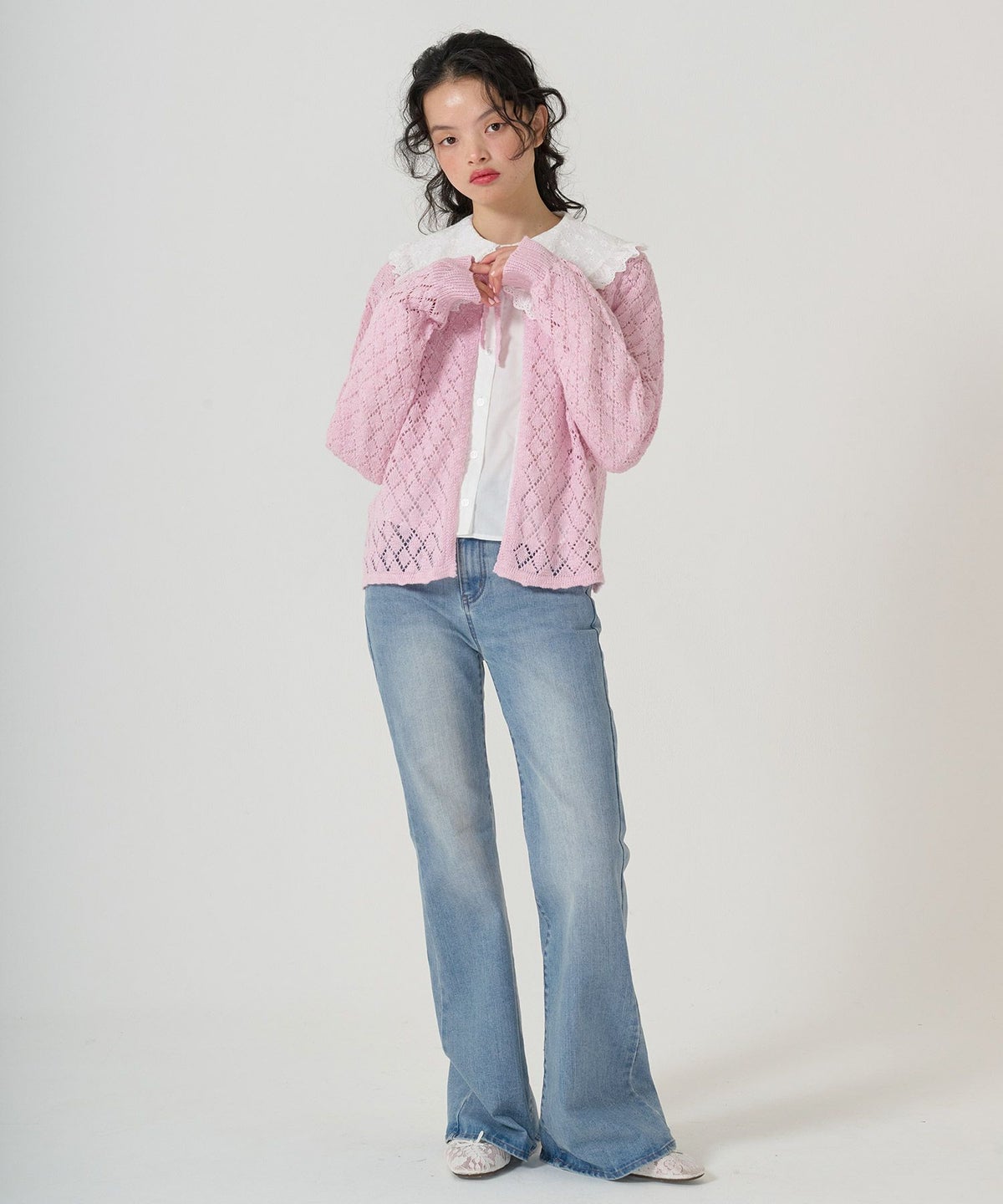 ボトムス/デニム/フレアパンツ/レース