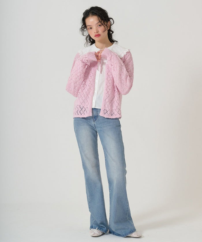 ボトムス/デニム/フレアパンツ/レース