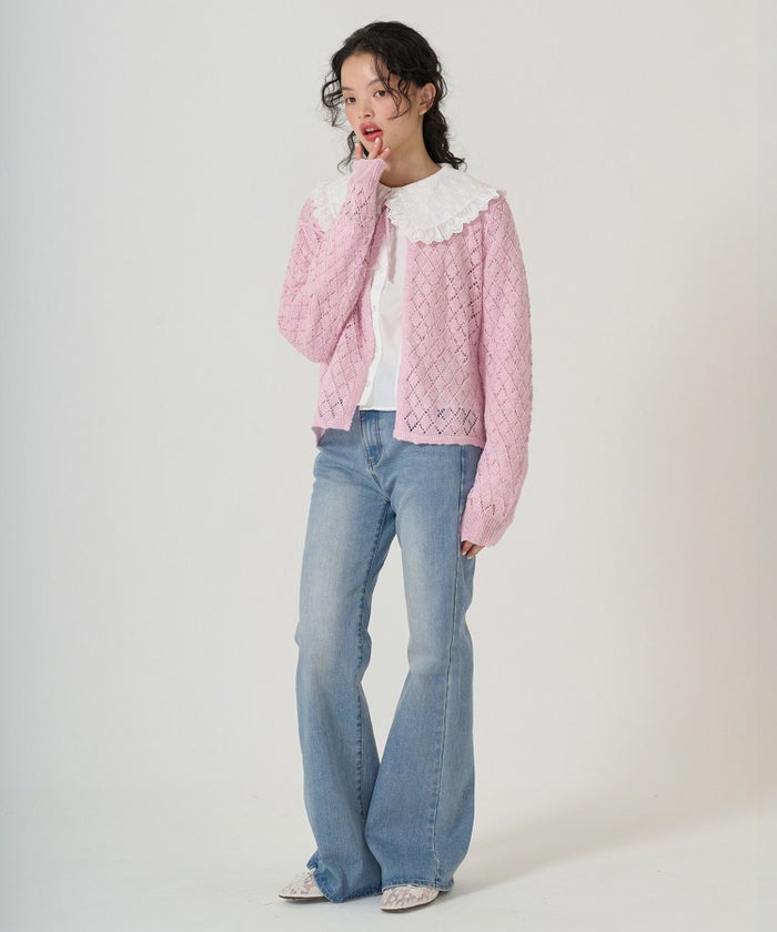 ボトムス/デニム/フレアパンツ/レース