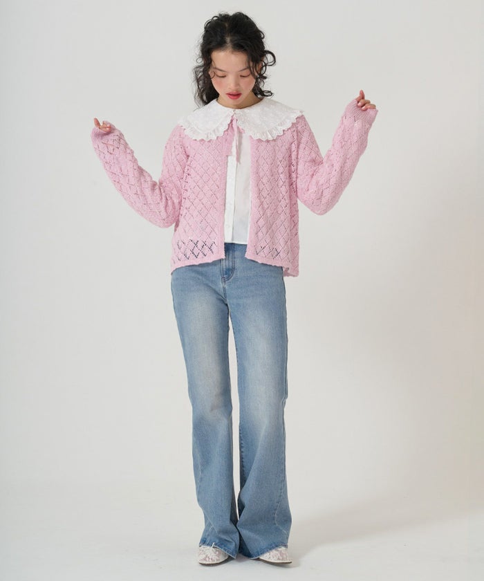 ボトムス/デニム/フレアパンツ/レース