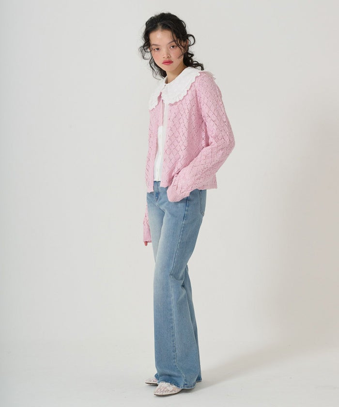 ボトムス/デニム/フレアパンツ/レース