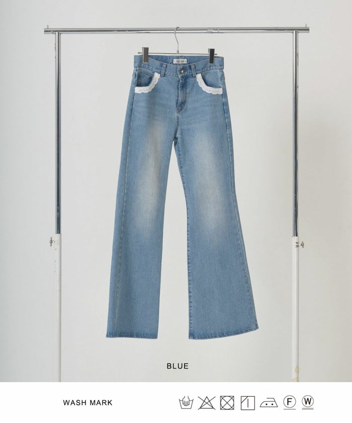 ボトムス/デニム/フレアパンツ/レース