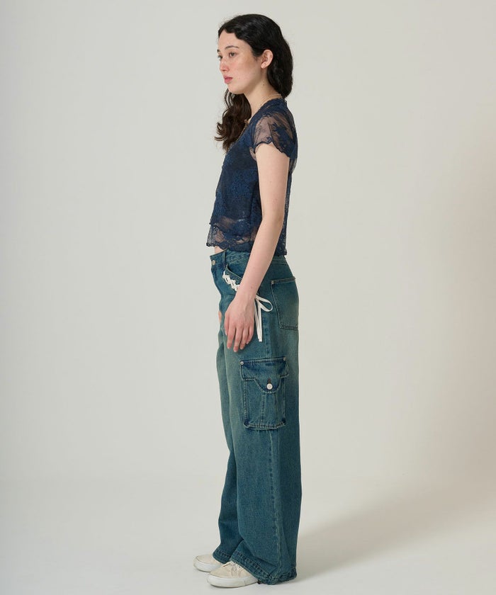 レース/カシュクール/トップス/ネイビー