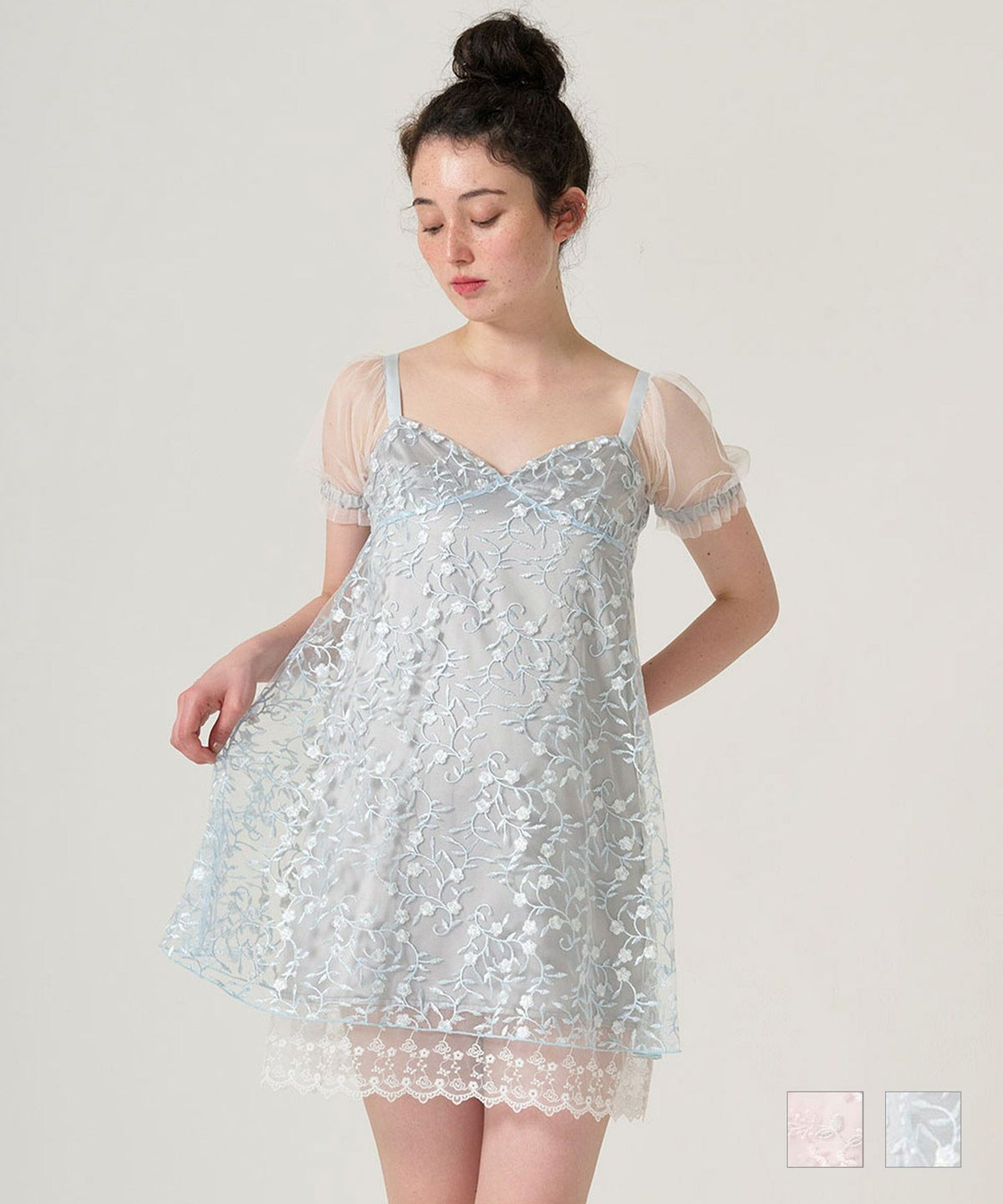 ワンピース/ドレス/チュール/花柄/レース