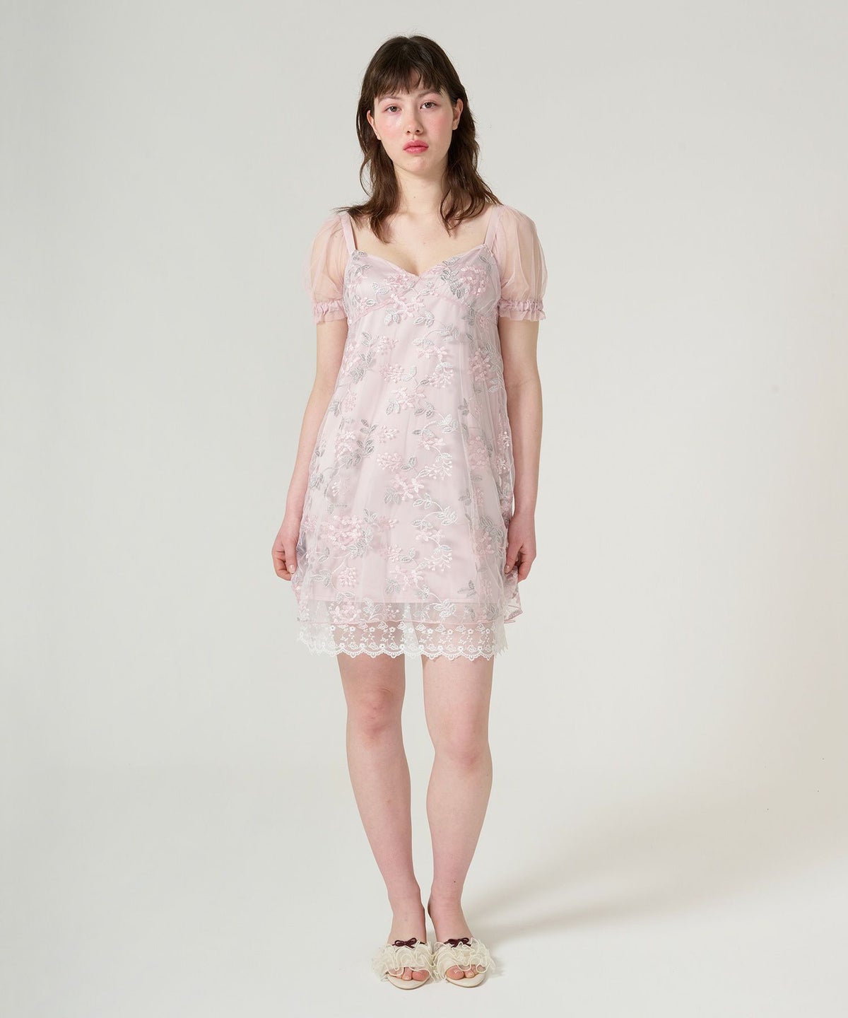 ワンピース/ドレス/チュール/花柄/レース