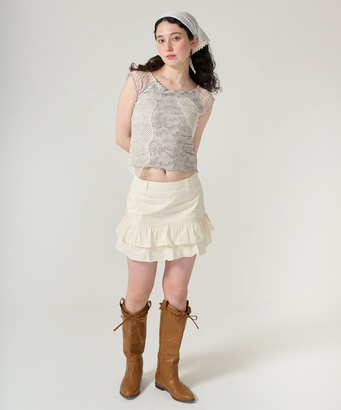 トップス/半袖/ドッキング/異素材