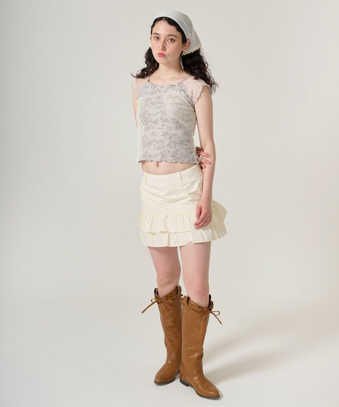 トップス/半袖/ドッキング/異素材