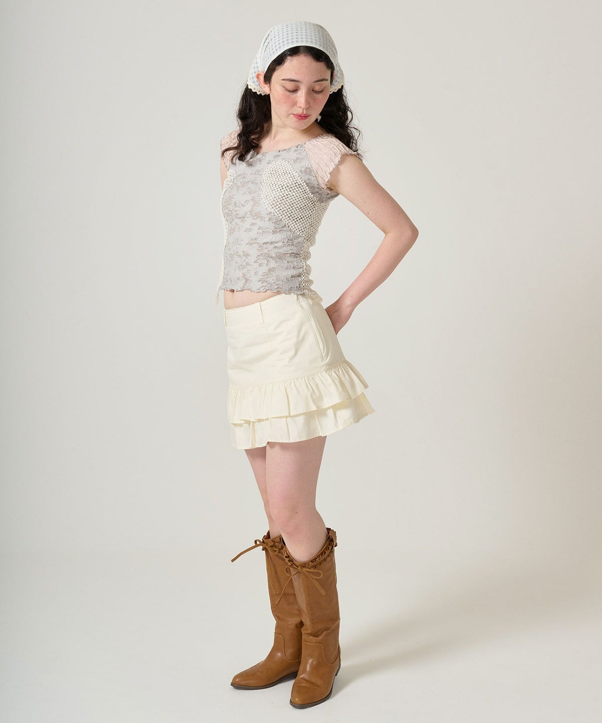 トップス/半袖/ドッキング/異素材