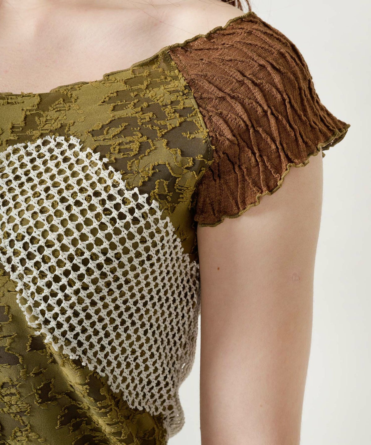 トップス/半袖/ドッキング/異素材