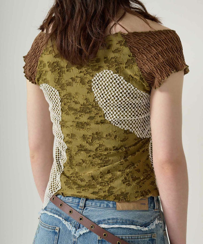 トップス/半袖/ドッキング/異素材